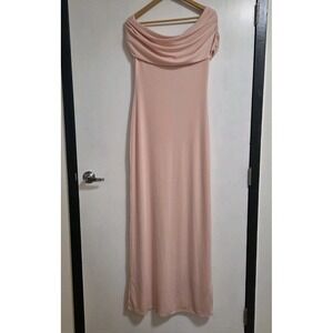 Meshki Cassandra Slinky  Off The Shoulder Midi Dress In‎ Pale Pink XXL